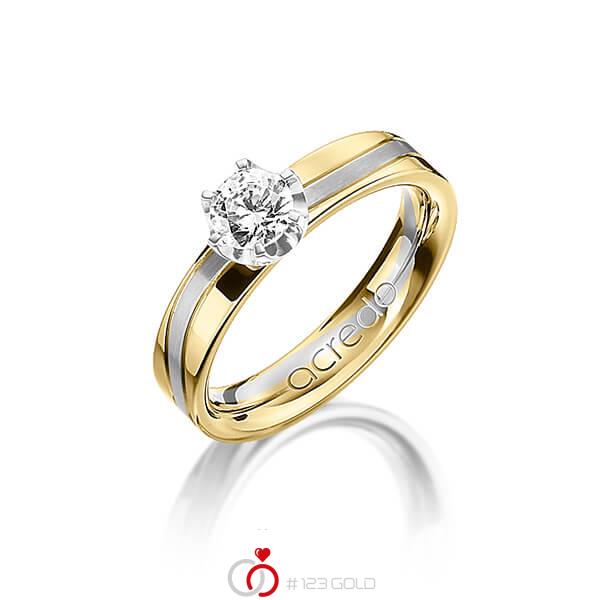 Bicolor trouwring in geelgoud 18 kt. grijsgoud 18 kt. met 0,4 ct. Briljanten tw/si van acredo - A-1210-8 Bicolor trouwring in geelgoud 18 kt. grijsgoud 18 kt. met 0,4 ct. Briljanten tw/si van acredo - A-1210-8