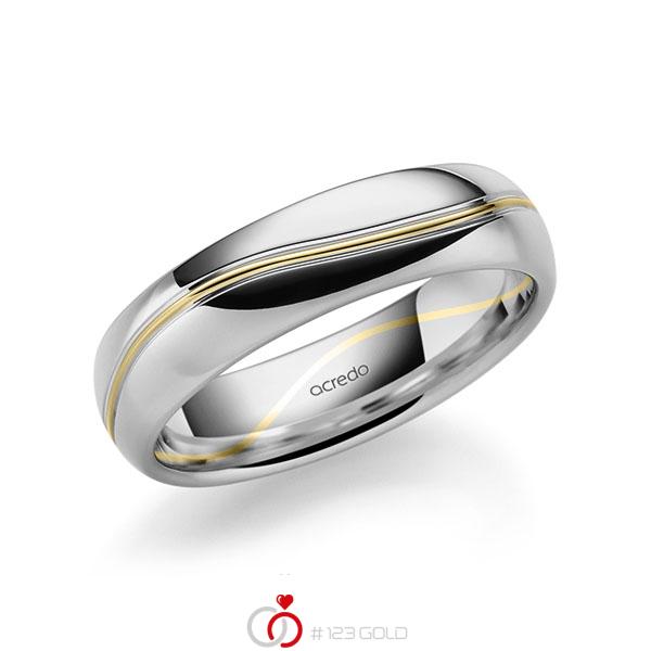 Bicolor trouwring in grijsgoud 14 kt. geelgoud 14 kt. van acredo - A-1711-21 Bicolor trouwring in grijsgoud 14 kt. geelgoud 14 kt. van acredo - A-1711-21