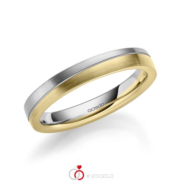 Bicolor trouwring in grijsgoud 14 kt. geelgoud 14 kt. van acredo - A-1717-21 Bicolor trouwring in grijsgoud 14 kt. geelgoud 14 kt. van acredo - A-1717-21