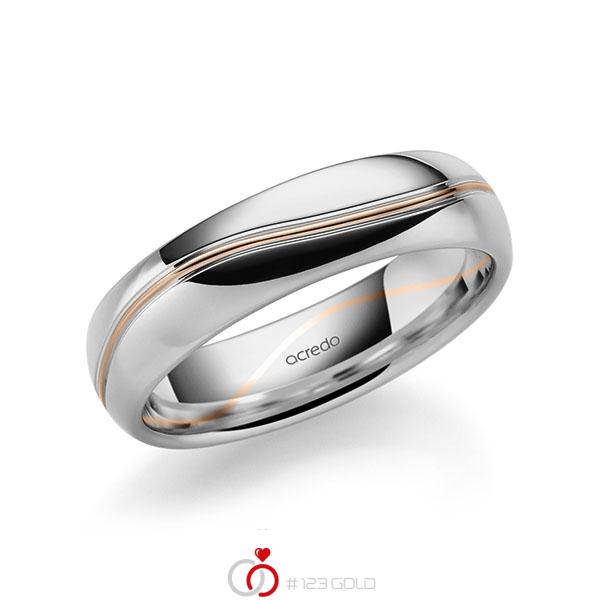 Bicolor trouwring in grijsgoud 14 kt. roodgoud 14 kt. van acredo - A-1711-20 Bicolor trouwring in grijsgoud 14 kt. roodgoud 14 kt. van acredo - A-1711-20