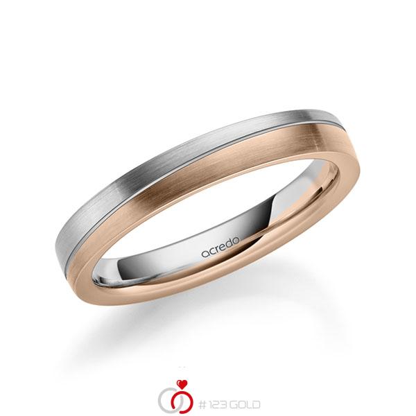 Bicolor trouwring in grijsgoud 14 kt. roodgoud 14 kt. van acredo - A-1717-22 Bicolor trouwring in grijsgoud 14 kt. roodgoud 14 kt. van acredo - A-1717-22