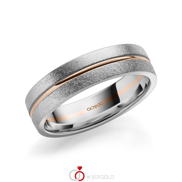 Bicolor trouwring in grijsgoud 14 kt. roodgoud 14 kt. van acredo - A-2187-12 Bicolor trouwring in grijsgoud 14 kt. roodgoud 14 kt. van acredo - A-2187-12