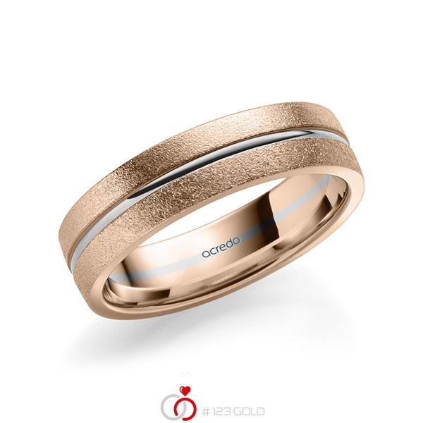 Bicolor trouwring in roodgoud 14 kt. grijsgoud 14 kt. van acredo - A-2187-13 Bicolor trouwring in roodgoud 14 kt. grijsgoud 14 kt. van acredo - A-2187-13