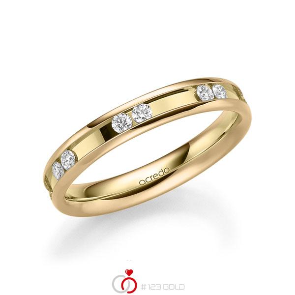 Bicolor trouwring in roségoud 14 kt. geelgoud 14 kt. met in totaal 0,42 ct. Briljant tw/si van acredo - A-2206-2 Bicolor trouwring in roségoud 14 kt. geelgoud 14 kt. met in totaal 0,42 ct. Briljant tw/si van acredo - A-2206-2