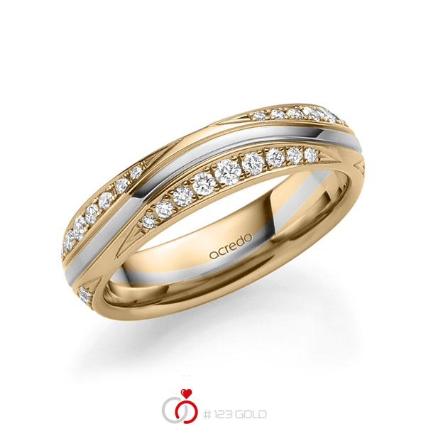 Bicolor trouwring in roségoud 14 kt. witgoud 14 kt. met in totaal 0,576 ct. Briljant tw/si van acredo - A-1710-14 Bicolor trouwring in roségoud 14 kt. witgoud 14 kt. met in totaal 0,576 ct. Briljant tw/si van acredo - A-1710-14