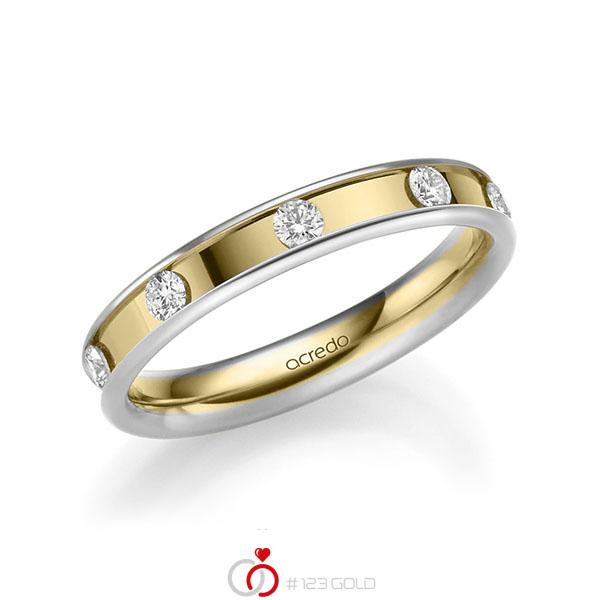 Bicolor trouwring in witgoud 14 kt. geelgoud 14 kt. met in totaal 0,45 ct. Briljant tw,vs van acredo - A-2210-1 Bicolor trouwring in witgoud 14 kt. geelgoud 14 kt. met in totaal 0,45 ct. Briljant tw,vs van acredo - A-2210-1