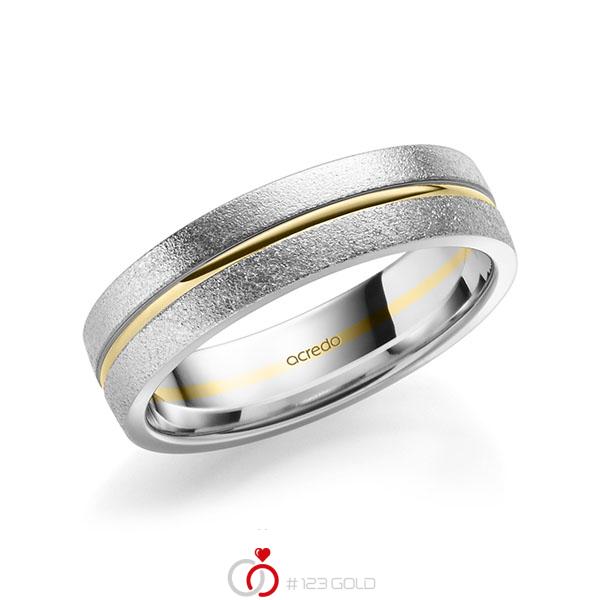 Bicolor trouwring in witgoud 14 kt. geelgoud 14 kt. van acredo - A-2187-10 Bicolor trouwring in witgoud 14 kt. geelgoud 14 kt. van acredo - A-2187-10