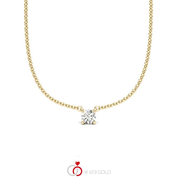 collier met hanger in geelgoud 14 kt. met in totaal 0,08 ct. Briljant tw/si van acredo - A-2061-5 collier met hanger in geelgoud 14 kt. met in totaal 0,08 ct. Briljant tw/si van acredo - A-2061-5