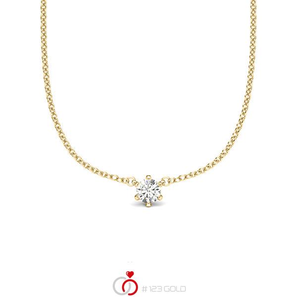 collier met hanger in geelgoud 14 kt. met in totaal 0,08 ct. Briljant tw/si van acredo - A-2064-6 collier met hanger in geelgoud 14 kt. met in totaal 0,08 ct. Briljant tw/si van acredo - A-2064-6