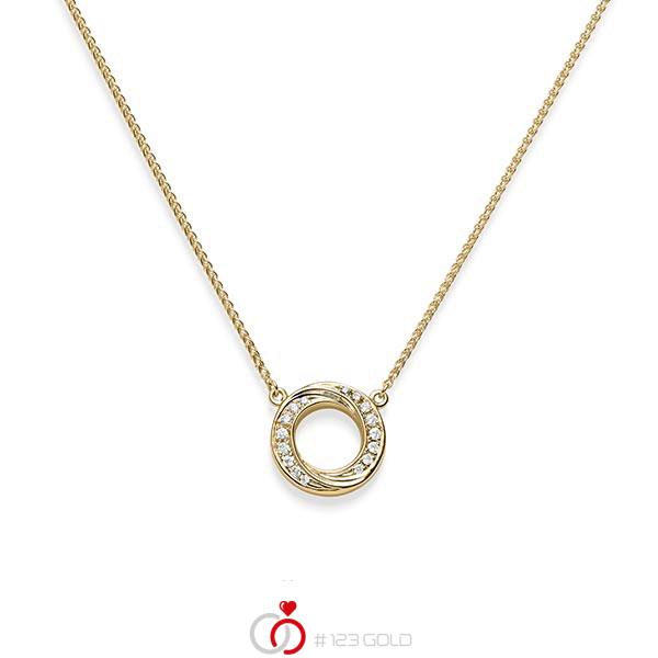 collier met hanger in geelgoud 14 kt. met in totaal 0,112 ct. tw/si van acredo - A-1830-2 collier met hanger in geelgoud 14 kt. met in totaal 0,112 ct. tw/si van acredo - A-1830-2