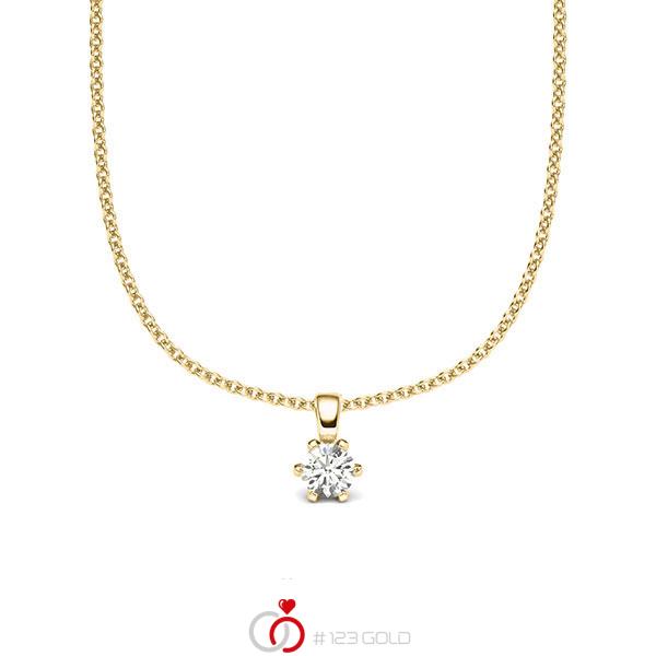 collier met hanger in geelgoud 14 kt. met in totaal 0,12 ct. Briljant tw/si van acredo - A-2060-9 collier met hanger in geelgoud 14 kt. met in totaal 0,12 ct. Briljant tw/si van acredo - A-2060-9