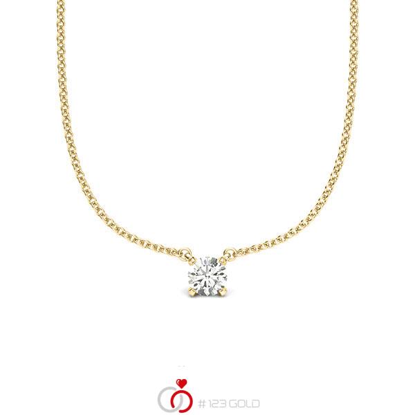 collier met hanger in geelgoud 14 kt. met in totaal 0,15 ct. Briljant tw/si van acredo - A-2061-1 collier met hanger in geelgoud 14 kt. met in totaal 0,15 ct. Briljant tw/si van acredo - A-2061-1