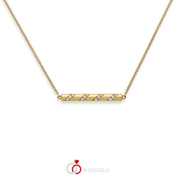 collier met hanger in geelgoud 14 kt. met in totaal 0,192 ct. tw/si van acredo - A-1828-2 collier met hanger in geelgoud 14 kt. met in totaal 0,192 ct. tw/si van acredo - A-1828-2