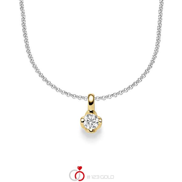 collier met hanger in geelgoud 14 kt. met in totaal 0,25 ct. Briljant tw/si van acredo - A-1644-5 collier met hanger in geelgoud 14 kt. met in totaal 0,25 ct. Briljant tw/si van acredo - A-1644-5