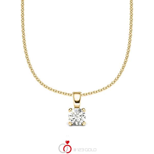 collier met hanger in geelgoud 14 kt. met in totaal 0,25 ct. Briljant tw/si van acredo - A-2059-2 collier met hanger in geelgoud 14 kt. met in totaal 0,25 ct. Briljant tw/si van acredo - A-2059-2