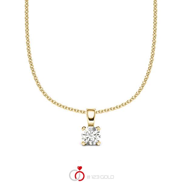 collier met hanger in geelgoud 14 kt. met in totaal 0,2 ct. Briljant tw/si van acredo - A-2059-22 collier met hanger in geelgoud 14 kt. met in totaal 0,2 ct. Briljant tw/si van acredo - A-2059-22