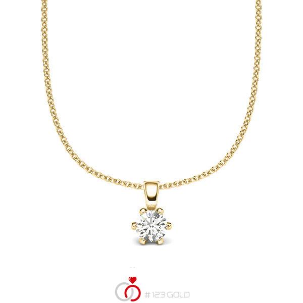 collier met hanger in geelgoud 14 kt. met in totaal 0,2 ct. Briljant tw/si van acredo - A-2060-17 collier met hanger in geelgoud 14 kt. met in totaal 0,2 ct. Briljant tw/si van acredo - A-2060-17