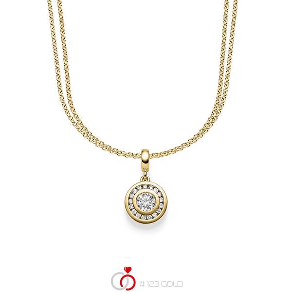 collier met hanger in geelgoud 14 kt. met in totaal 0,505 ct. Briljant tw/si van acredo - A-1646-4 collier met hanger in geelgoud 14 kt. met in totaal 0,505 ct. Briljant tw/si van acredo - A-1646-4