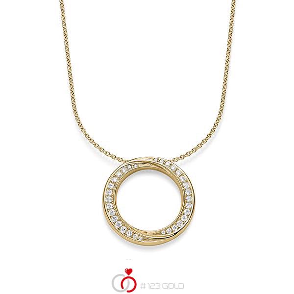 collier met hanger in geelgoud 14 kt. met in totaal 0,52 ct. tw/si van acredo - A-1831-2 collier met hanger in geelgoud 14 kt. met in totaal 0,52 ct. tw/si van acredo - A-1831-2