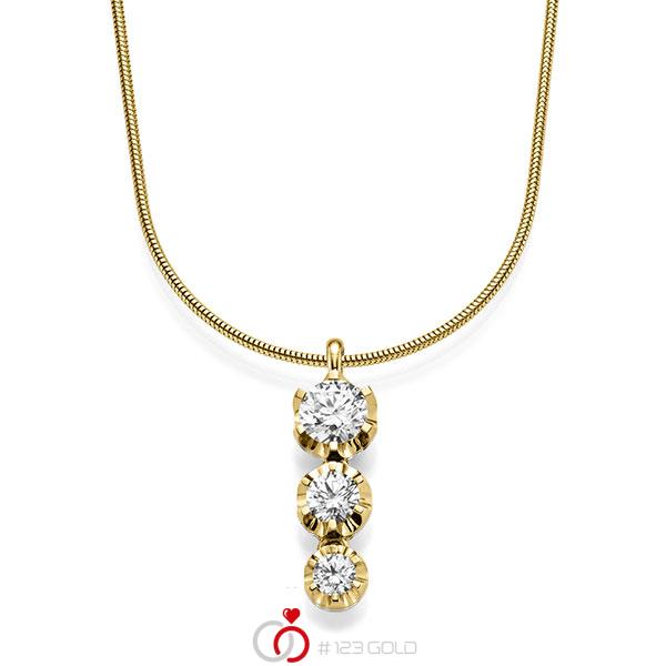 collier met hanger in geelgoud 14 kt. met in totaal 1,75 ct. tw/si van acredo - A-1514-2 collier met hanger in geelgoud 14 kt. met in totaal 1,75 ct. tw/si van acredo - A-1514-2