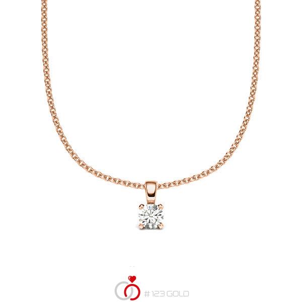 collier met hanger in roodgoud 14 kt. met in totaal 0,08 ct. Briljant tw/si van acredo - A-2059-7 collier met hanger in roodgoud 14 kt. met in totaal 0,08 ct. Briljant tw/si van acredo - A-2059-7