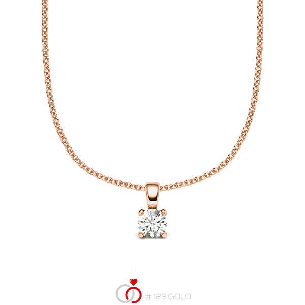 collier met hanger in roodgoud 14 kt. met in totaal 0,15 ct. Briljant tw/si van acredo - A-2059-19 collier met hanger in roodgoud 14 kt. met in totaal 0,15 ct. Briljant tw/si van acredo - A-2059-19