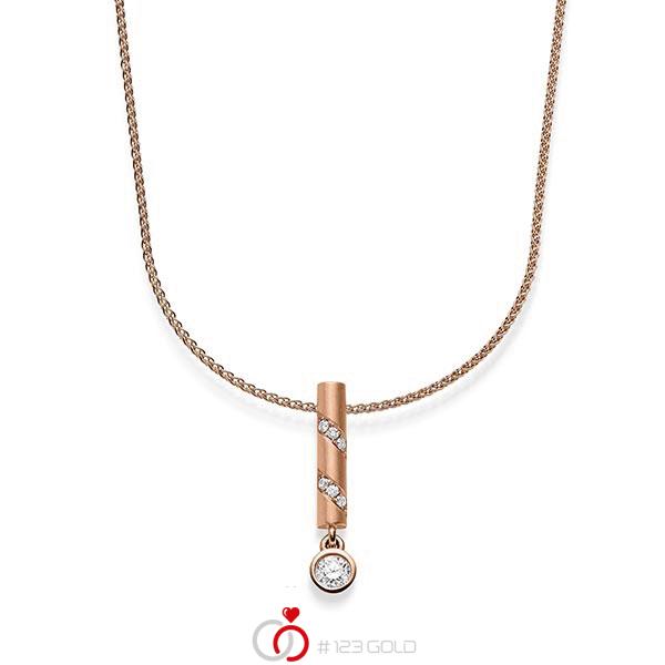collier met hanger in roodgoud 14 kt. met in totaal 0,198 ct. Briljant tw/si van acredo - A-1829-4 collier met hanger in roodgoud 14 kt. met in totaal 0,198 ct. Briljant tw/si van acredo - A-1829-4