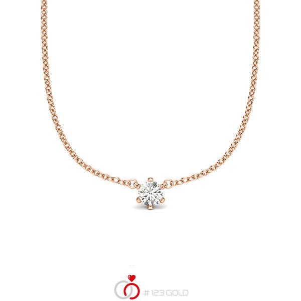 collier met hanger in roodgoud 14 kt. met in totaal 0,1 ct. Briljant tw/si van acredo - A-2064-11 collier met hanger in roodgoud 14 kt. met in totaal 0,1 ct. Briljant tw/si van acredo - A-2064-11