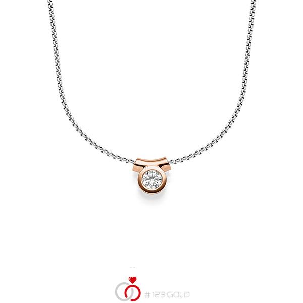 collier met hanger in roodgoud 14 kt. met in totaal 0,25 ct. Briljant tw/si van acredo - A-1605-9 collier met hanger in roodgoud 14 kt. met in totaal 0,25 ct. Briljant tw/si van acredo - A-1605-9