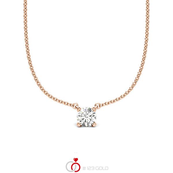 collier met hanger in roodgoud 14 kt. met in totaal 0,25 ct. Briljant tw/si van acredo - A-2061-23 collier met hanger in roodgoud 14 kt. met in totaal 0,25 ct. Briljant tw/si van acredo - A-2061-23