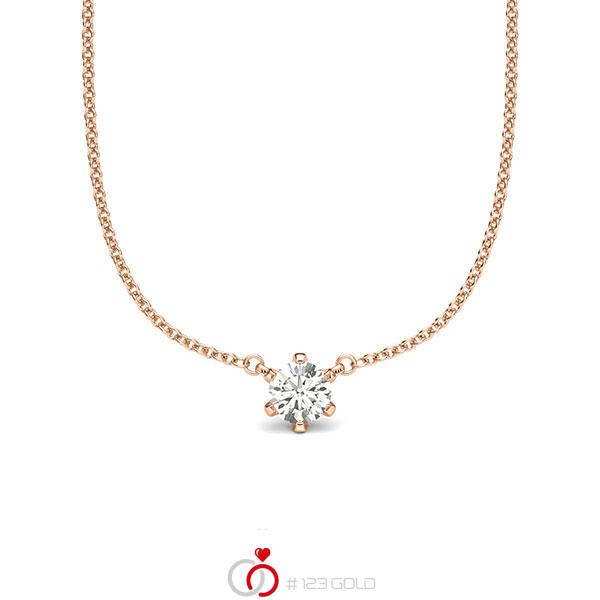 collier met hanger in roodgoud 14 kt. met in totaal 0,2 ct. Briljant tw/si van acredo - A-2064-3 collier met hanger in roodgoud 14 kt. met in totaal 0,2 ct. Briljant tw/si van acredo - A-2064-3