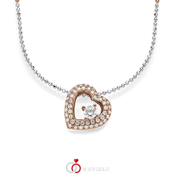 collier met hanger in roodgoud 14 kt. met in totaal 0,636 ct. Briljant tw/si van acredo - A-1545-11 collier met hanger in roodgoud 14 kt. met in totaal 0,636 ct. Briljant tw/si van acredo - A-1545-11
