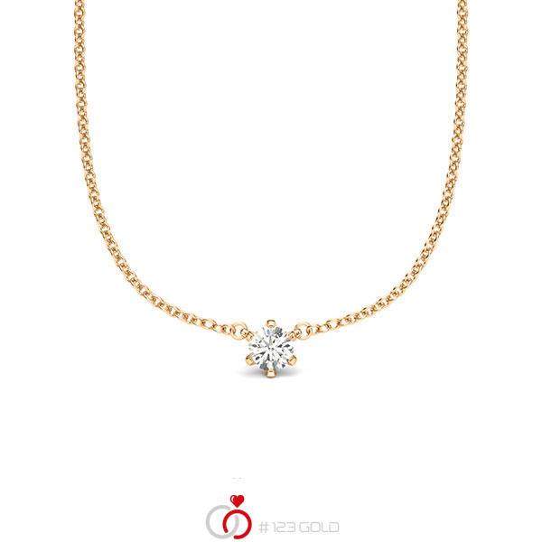 collier met hanger in roségoud 14 kt. met in totaal 0,08 ct. Briljant tw/si van acredo - A-2064-8 collier met hanger in roségoud 14 kt. met in totaal 0,08 ct. Briljant tw/si van acredo - A-2064-8