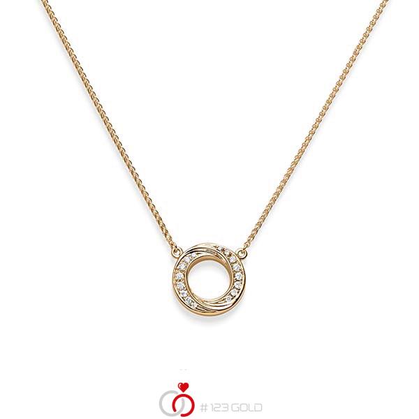 collier met hanger in roségoud 14 kt. met in totaal 0,112 ct. tw/si van acredo - A-1830-3 collier met hanger in roségoud 14 kt. met in totaal 0,112 ct. tw/si van acredo - A-1830-3
