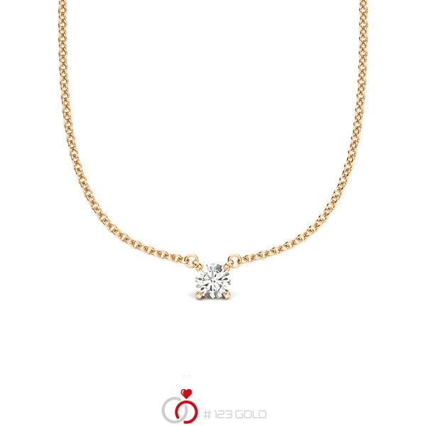 collier met hanger in roségoud 14 kt. met in totaal 0,1 ct. Briljant tw/si van acredo - A-2061-12 collier met hanger in roségoud 14 kt. met in totaal 0,1 ct. Briljant tw/si van acredo - A-2061-12