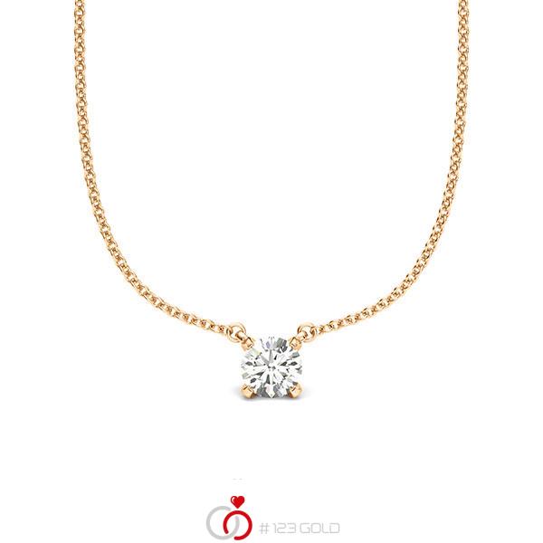 collier met hanger in roségoud 14 kt. met in totaal 0,25 ct. Briljant tw/si van acredo - A-2061-24 collier met hanger in roségoud 14 kt. met in totaal 0,25 ct. Briljant tw/si van acredo - A-2061-24