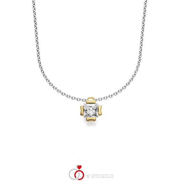 collier met hanger in roségoud 14 kt. met in totaal 0,25 ct. Princess-Diamant tw,vs van acredo - A-1607-6 collier met hanger in roségoud 14 kt. met in totaal 0,25 ct. Princess-Diamant tw,vs van acredo - A-1607-6