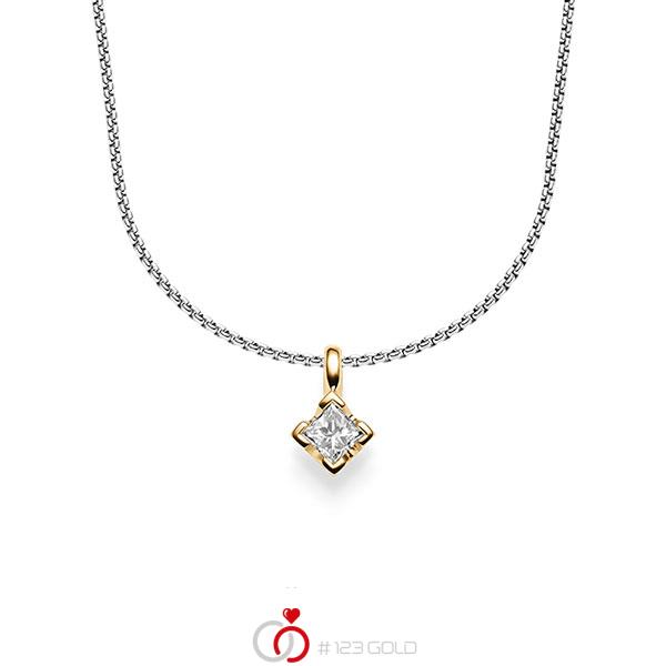 collier met hanger in roségoud 14 kt. met in totaal 0,25 ct. Princess-Diamant tw/si van acredo - A-1546-7 collier met hanger in roségoud 14 kt. met in totaal 0,25 ct. Princess-Diamant tw/si van acredo - A-1546-7