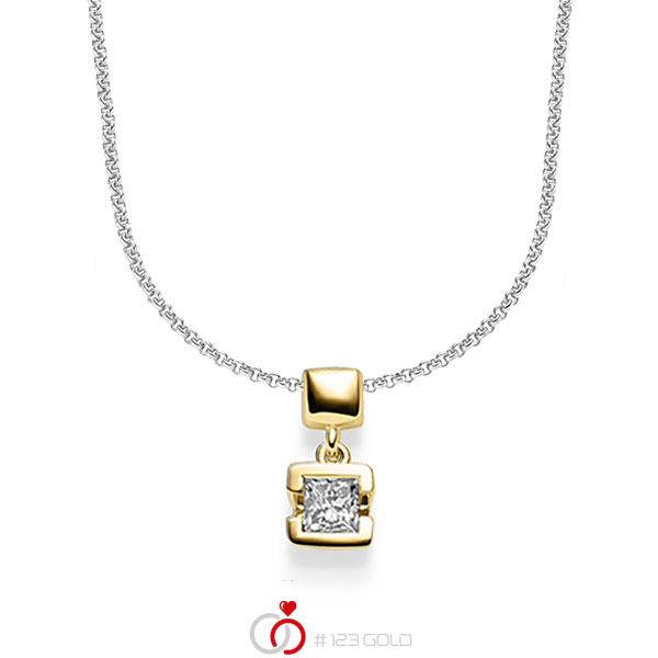 collier met hanger in roségoud 14 kt. met in totaal 0,25 ct. Princess-Diamant tw/si van acredo - A-1610-9 collier met hanger in roségoud 14 kt. met in totaal 0,25 ct. Princess-Diamant tw/si van acredo - A-1610-9