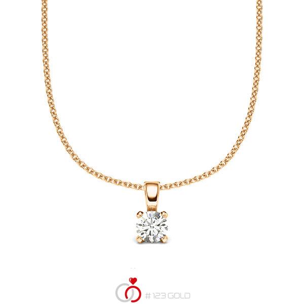collier met hanger in roségoud 14 kt. met in totaal 0,2 ct. Briljant tw/si van acredo - A-2059-24 collier met hanger in roségoud 14 kt. met in totaal 0,2 ct. Briljant tw/si van acredo - A-2059-24