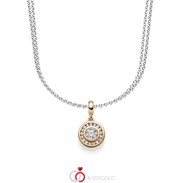 collier met hanger in roségoud 14 kt. met in totaal 0,505 ct. Briljant tw/si van acredo - A-1642-8 collier met hanger in roségoud 14 kt. met in totaal 0,505 ct. Briljant tw/si van acredo - A-1642-8