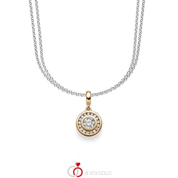 collier met hanger in roségoud 14 kt. met in totaal 0,505 ct. Briljant tw/si van acredo - A-1646-6 collier met hanger in roségoud 14 kt. met in totaal 0,505 ct. Briljant tw/si van acredo - A-1646-6