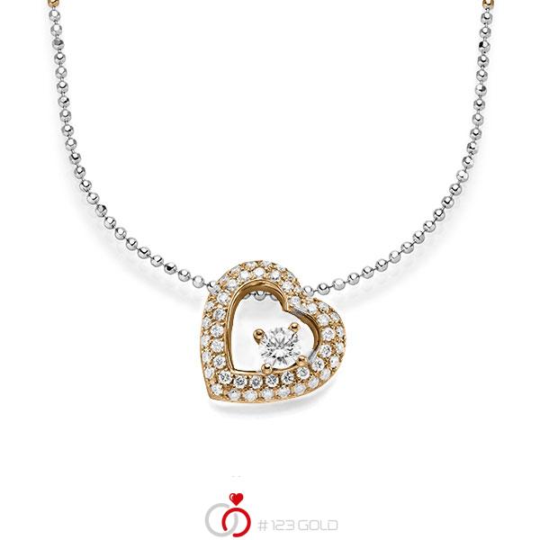 collier met hanger in roségoud 14 kt. met in totaal 0,636 ct. Briljant tw/si van acredo - A-1545-9 collier met hanger in roségoud 14 kt. met in totaal 0,636 ct. Briljant tw/si van acredo - A-1545-9