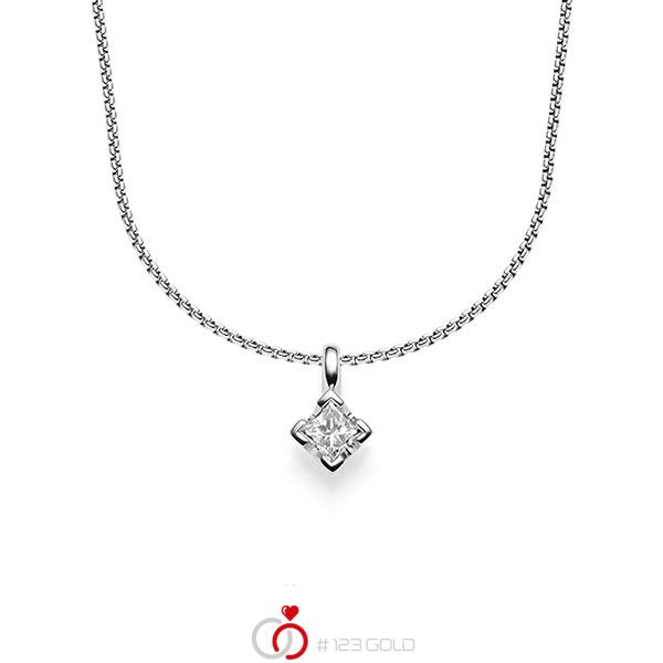 collier met hanger in witgoud 14 kt. met 0,3 ct. Princess-Diamant tw,vs van acredo - A-1546-3 collier met hanger in witgoud 14 kt. met 0,3 ct. Princess-Diamant tw,vs van acredo - A-1546-3
