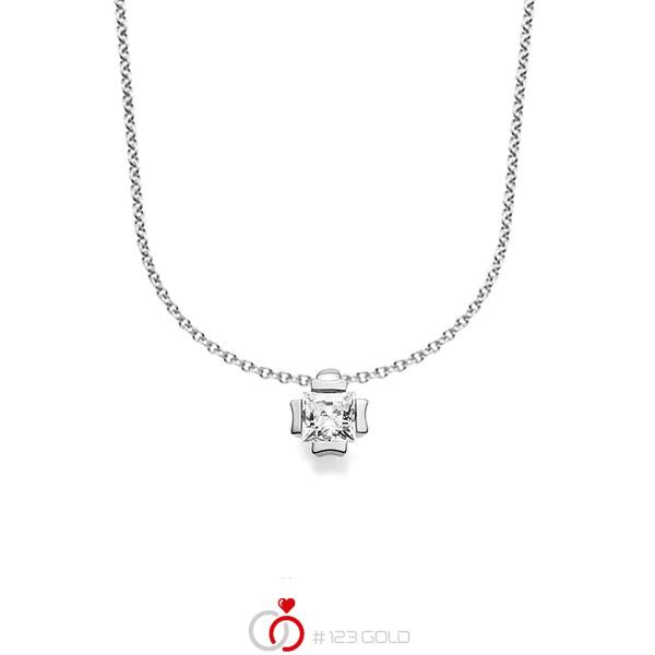 collier met hanger in witgoud 14 kt. met 0,3 ct. Princess-Diamant tw,vs van acredo - A-1607-2 collier met hanger in witgoud 14 kt. met 0,3 ct. Princess-Diamant tw,vs van acredo - A-1607-2