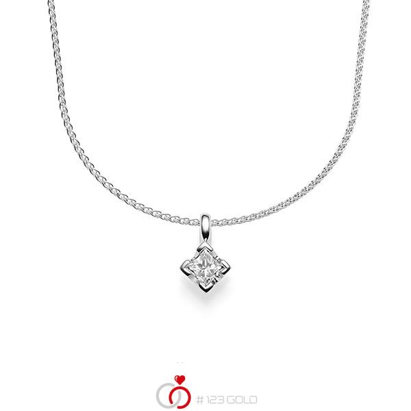 collier met hanger in witgoud 14 kt. met 0,3 ct. Princess-Diamant tw,vs van acredo - A-1643-3 collier met hanger in witgoud 14 kt. met 0,3 ct. Princess-Diamant tw,vs van acredo - A-1643-3
