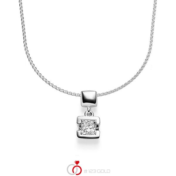 collier met hanger in witgoud 14 kt. met 0,3 ct. Princess-Diamant tw,vs van acredo - A-1645-2 collier met hanger in witgoud 14 kt. met 0,3 ct. Princess-Diamant tw,vs van acredo - A-1645-2