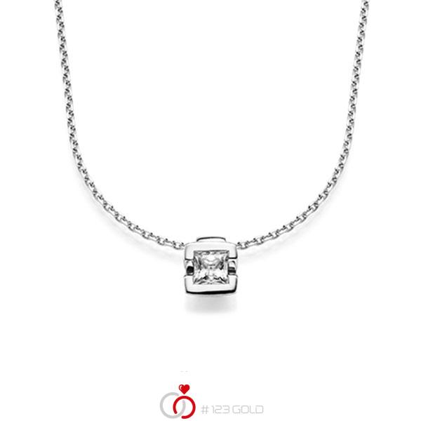 collier met hanger in witgoud 14 kt. met 0,4 ct. Princess-Diamant tw,vs van acredo - A-1567-6 collier met hanger in witgoud 14 kt. met 0,4 ct. Princess-Diamant tw,vs van acredo - A-1567-6