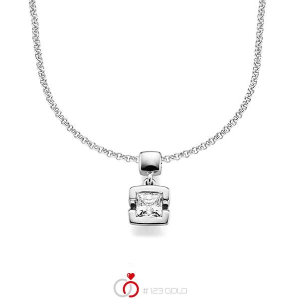 collier met hanger in witgoud 14 kt. met 0,4 ct. Princess-Diamant tw,vs van acredo - A-1610-3 collier met hanger in witgoud 14 kt. met 0,4 ct. Princess-Diamant tw,vs van acredo - A-1610-3