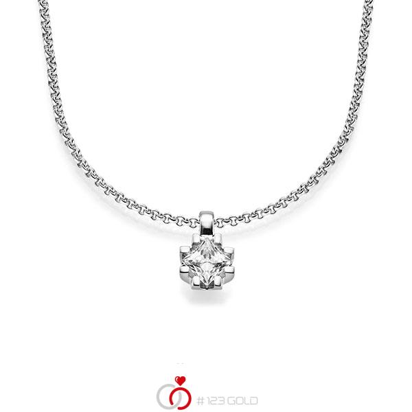 collier met hanger in witgoud 14 kt. met 0,7 ct. Princess-Diamant tw,vs van acredo - A-1606-1 collier met hanger in witgoud 14 kt. met 0,7 ct. Princess-Diamant tw,vs van acredo - A-1606-1